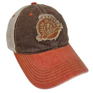 Galena Brewing Co. Snapback Hat Mesh Back Trucker Cap Orange Brown IL Craft Beer